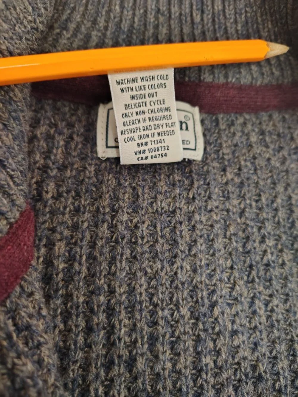 LL Bean Chunky Zip Cardigan Sweater Organic Cotton Fisherman Gray Brown Mens Med